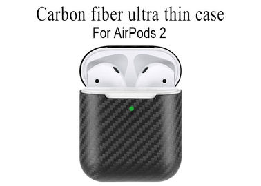 Caso ultra fino de Airpods da fibra do carbono do risco do preto anti