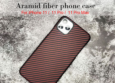 Caixa vermelha do telefone de Matte Finish Kevlar Aramid Fiber da anti impressão digital para o iPhone 11