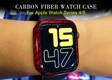 Caixa de relógio lustrosa vermelha de pouco peso 44mm de Apple da fibra do carbono