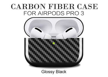 Caso lustroso de Airpods da fibra do carbono da sarja para Airpods pro 3