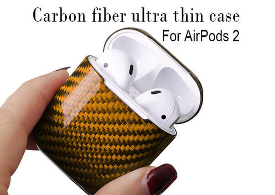 Caso lustroso impermeável de Airpods 2 da fibra do carbono do revestimento