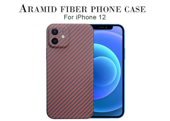 Caixa do telefone da fibra de Aramid do carbono de  da cor vermelha para o iPhone 12