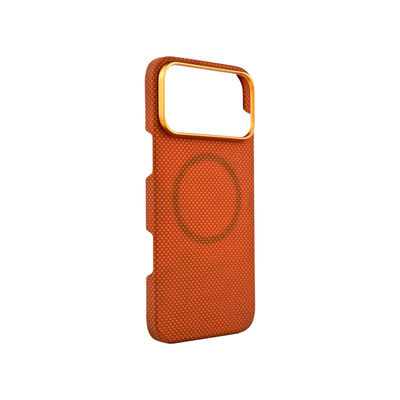 Capa para celular Premium de fibra de carbono aramida com estrutura de metal para iPhone 17 Pro Max