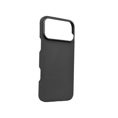 Capa de Celular Personalizada de Fibra de Carbono Aramid com Moldura de Metal para iPhone 17 Pro Max