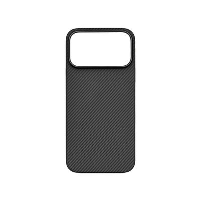 Capa de Celular Personalizada de Fibra de Carbono Aramid com Moldura de Metal para iPhone 17 Pro Max