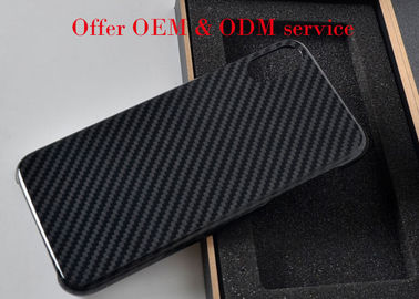 Caixa lustrosa do telefone da fibra de Aramid do revestimento do preto da prova de queda para o iPhone X